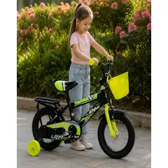 MYLHOGAR - Bicicleta Infantil Aro 12 con Ruedas de Entrenamiento y Canasto