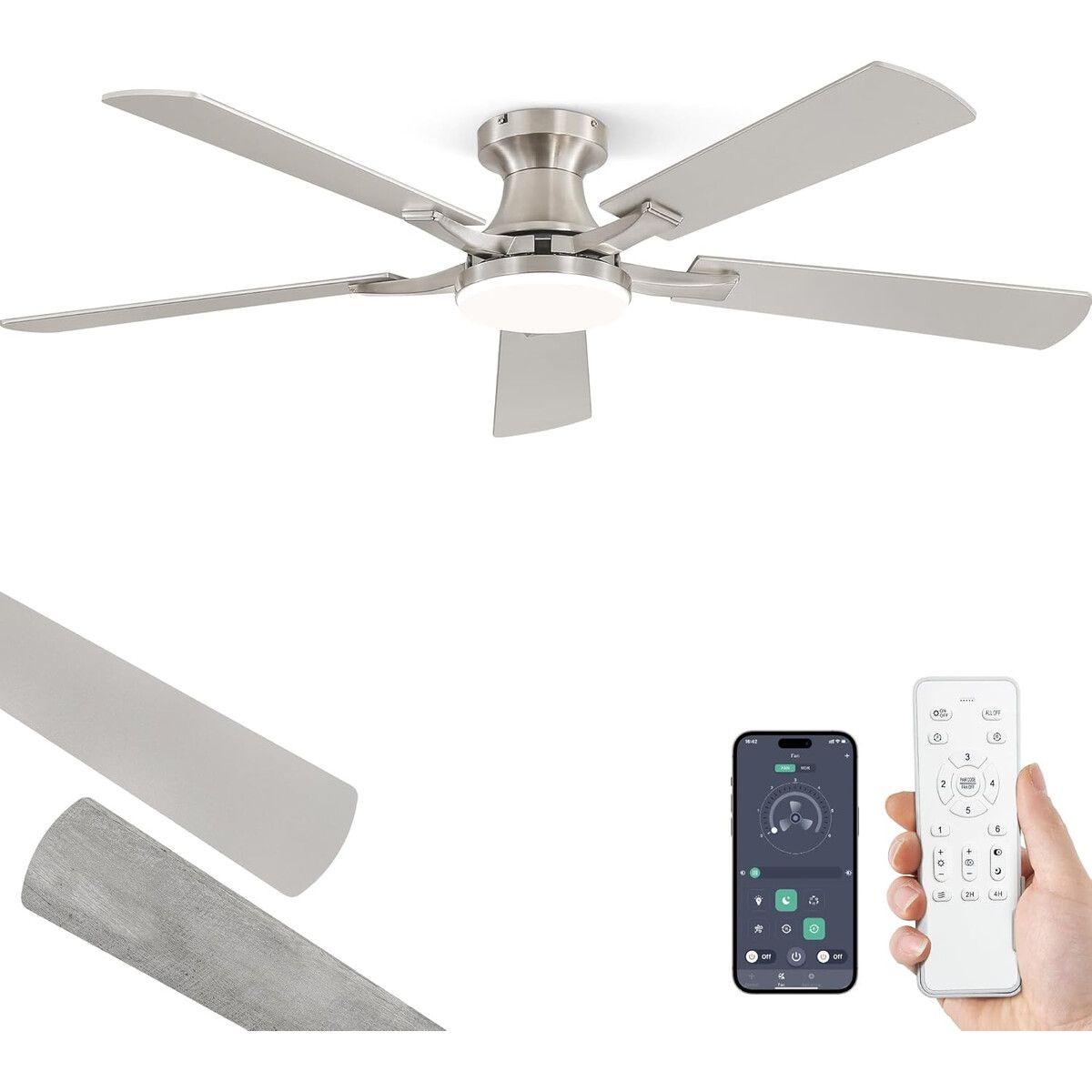 GENERICO - Ventilador de Techo ZMISHIBO BJ52 52 Pulg LED Control App