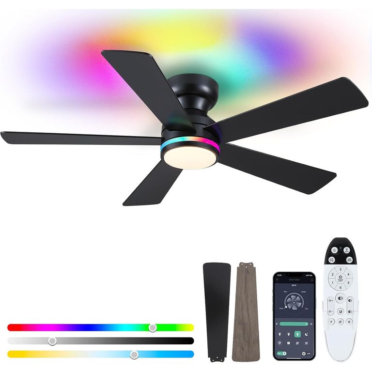 GENERICO Ventilador de Techo BYKISTOK 46 Pulgadas RGB Control Remoto