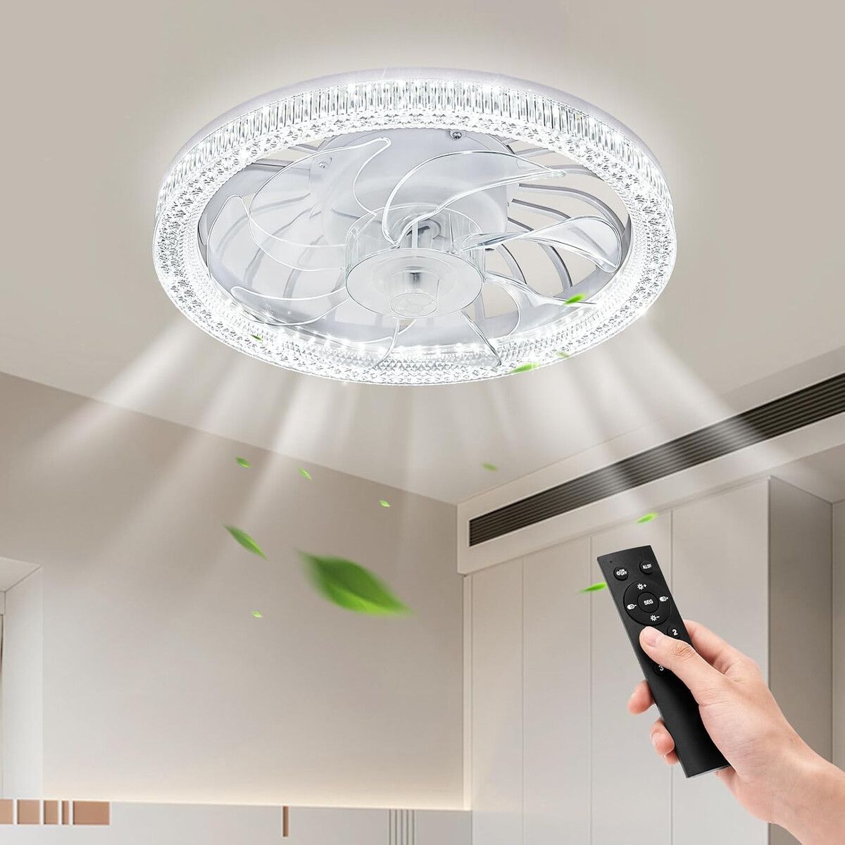 GENERICO - Ventilador de Techo con Luz BomKra LED 2200 Lúmenes con Control Remoto