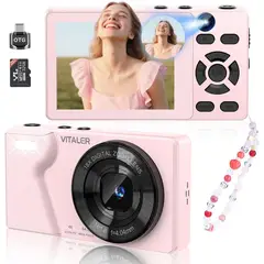 GENERICO - Cámara Digital Vitaler A61 64MP 4K Dual Lens Rosa