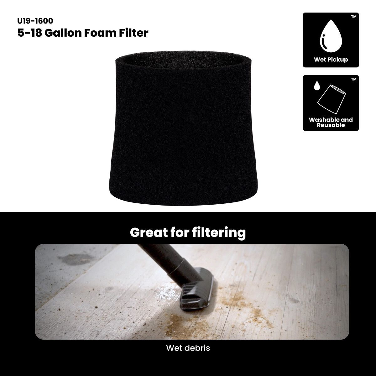 GENERICO - Filtro de Espuma Universal U191600 para Aspiradoras 518 Gal