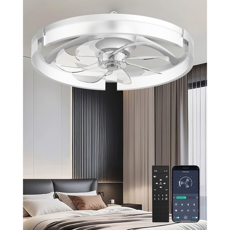 GENERICO Ventilador de Techo AIKVSXER AKCF003 20 pulg Luz LED Motor DC