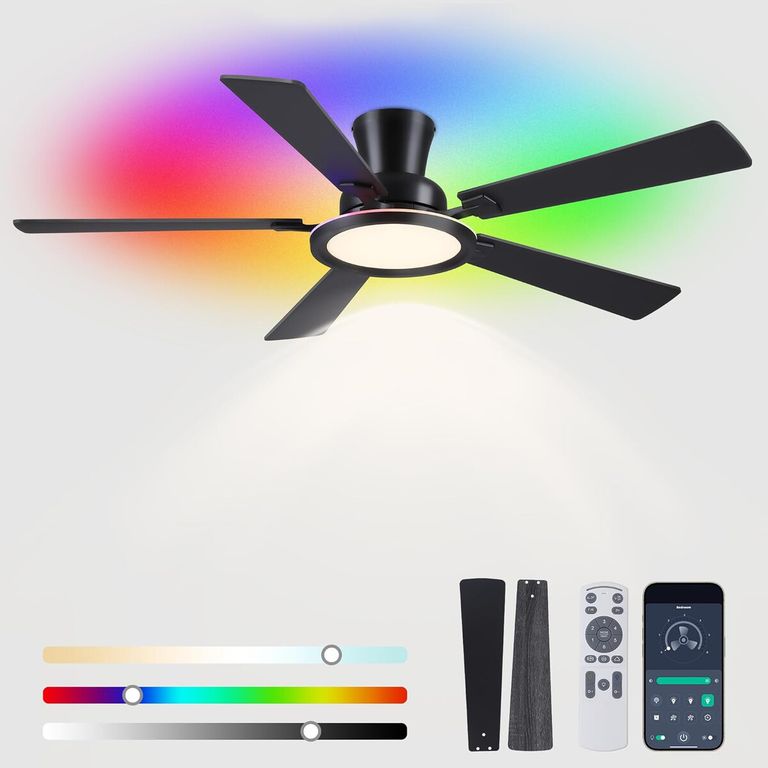 GENERICO Ventilador de Techo Ayaoty 52 Luz RGB Aspas Reversibles