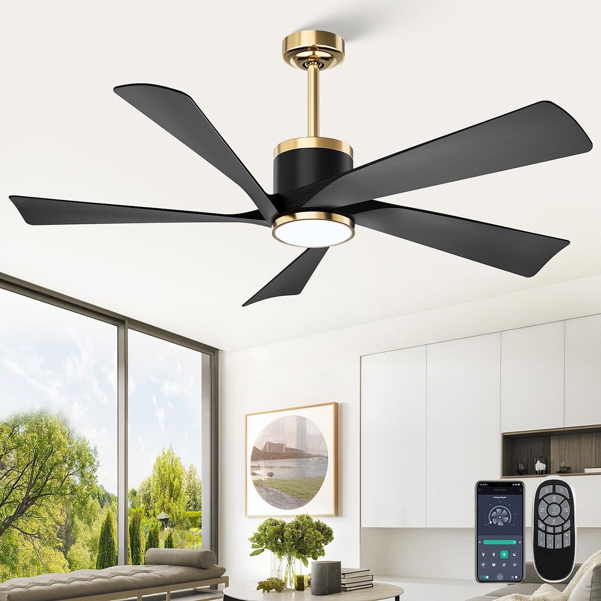 GENERICO - Ventilador de Techo TXCSLY HYFCF52 52 pulg Luz LED Control