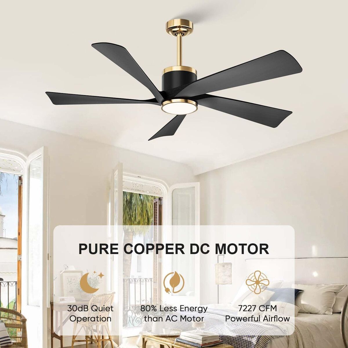 GENERICO - Ventilador de Techo TXCSLY HYFCF52 52 pulg Luz LED Control
