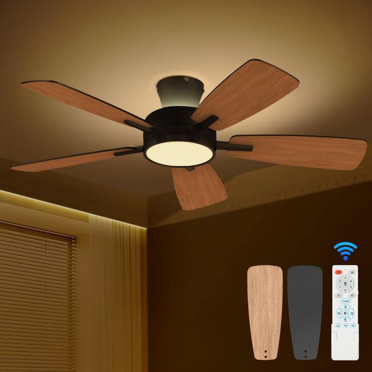GENERICO Ventilador de Techo TALLOYA 46 Pulgadas Bajo Perfil Luz LED Control Remoto