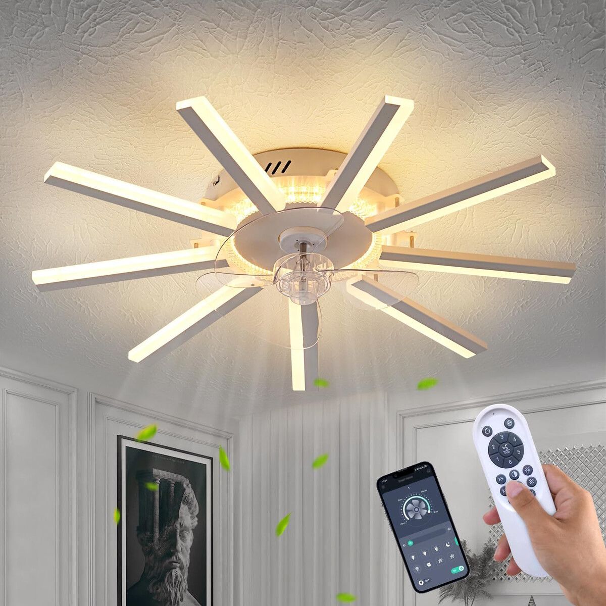 GENERICO - Ventilador de Techo HuixuTe HXTFSD30 27 Blanco LED