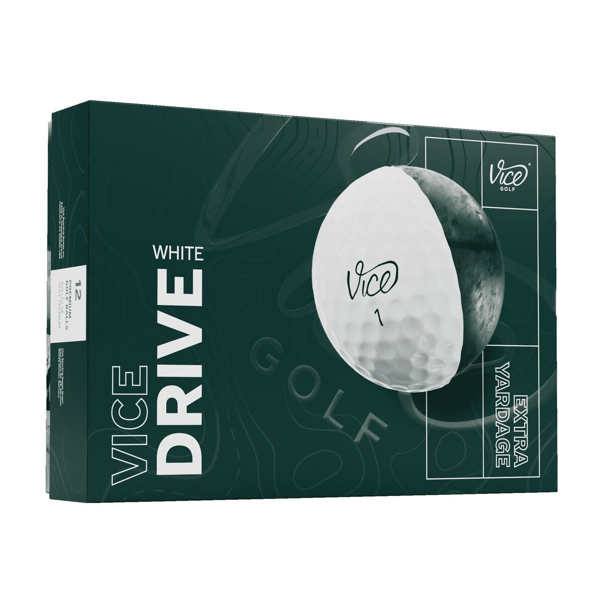 DRIVE - Pelota de Golf Vice Drive Blanca 2 Capas Uretano Compresión 95