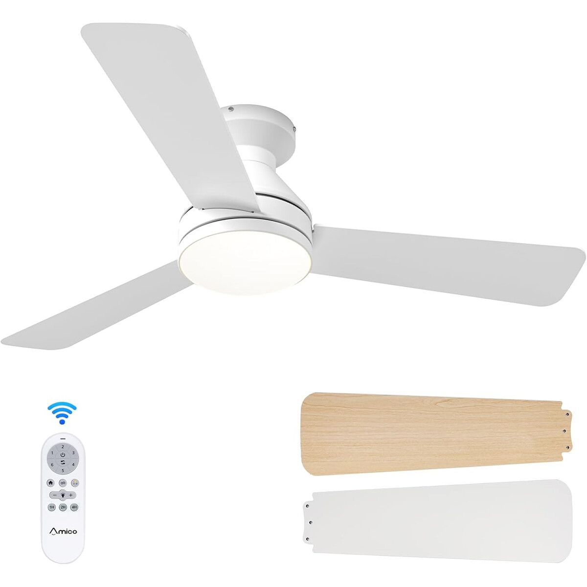 GENERICO - Ventilador de Techo Amico 42 Luz LED Motor DC Control Remoto