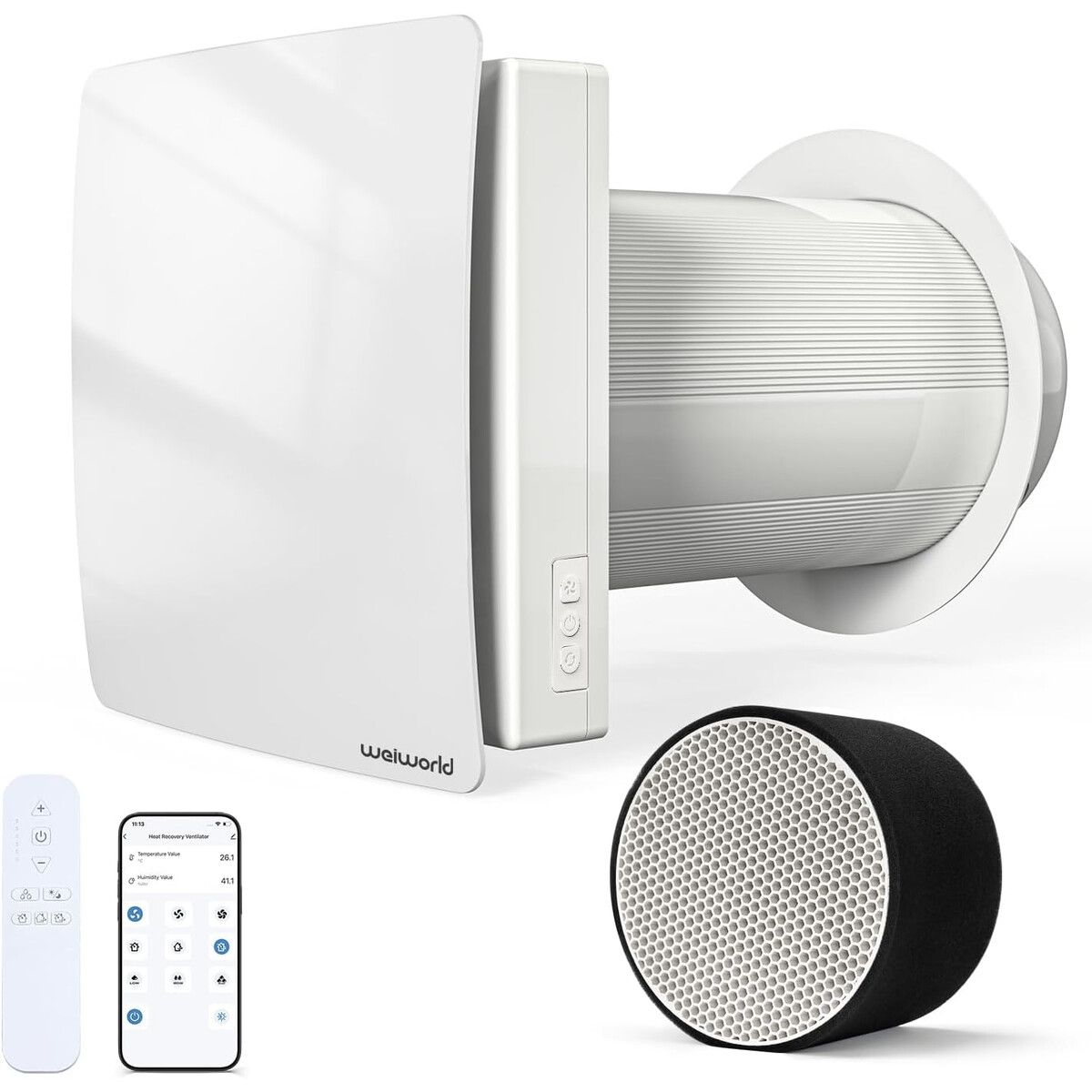GENERICO - Ventilador Recuperador de Calor Weiworld VT501WF 150mm Pared