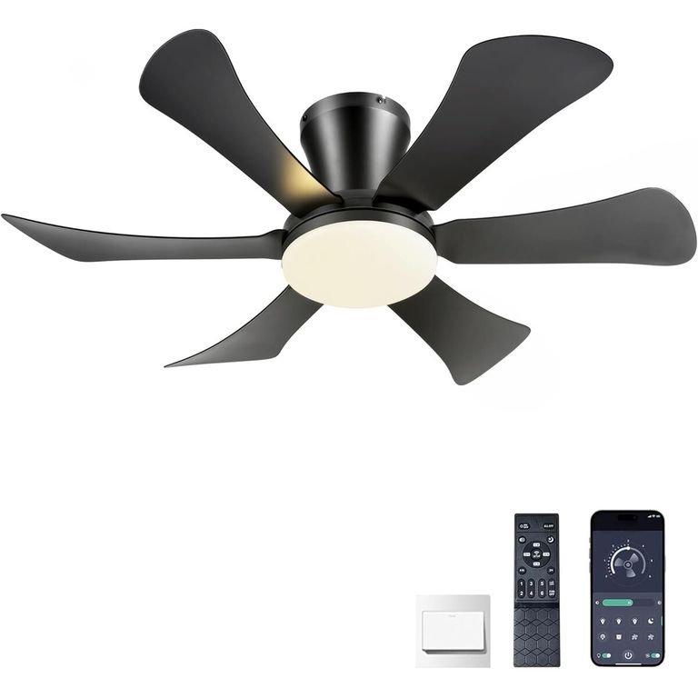 GENERICO Ventilador de Techo GJeg SY89 Negro 36 Pulgadas 6 Aspas Control Remoto
