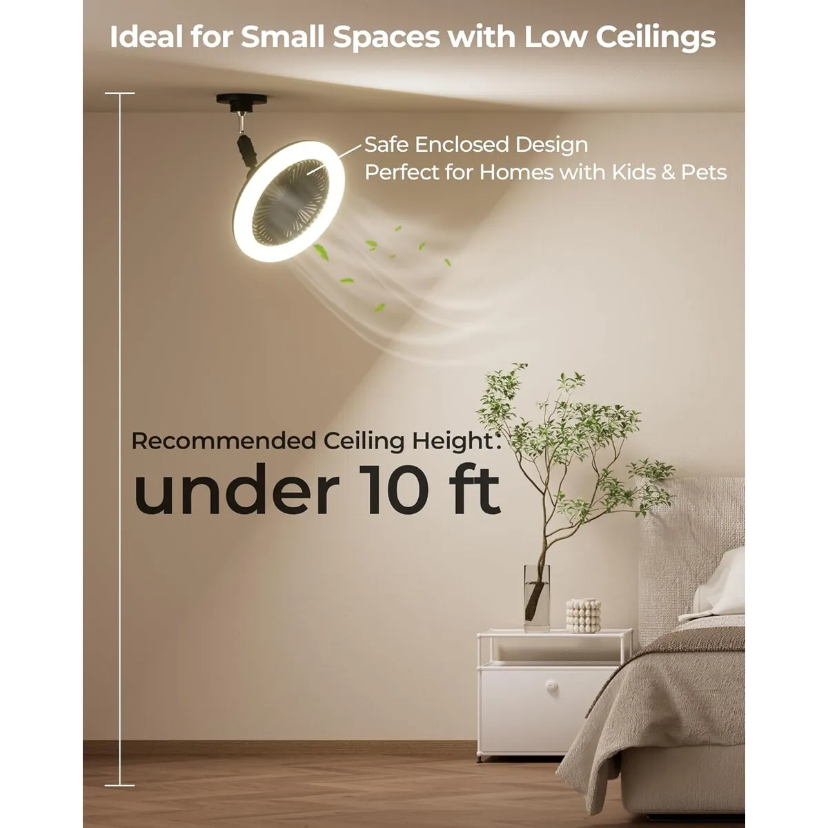 GENERICO - Ventilador de Techo con Luz LED Kleqop 2200LM E27 Control Remoto