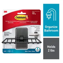 GENERICO - Jabonera Command Negra Mate de Metal para Pared