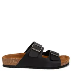 GUANTE - Sandalia semi abierta de cuero hombre negro Creta