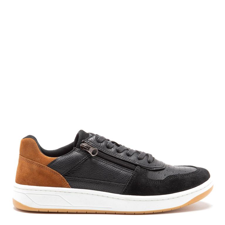 Zapatilla de cuero hombre negro Tesla