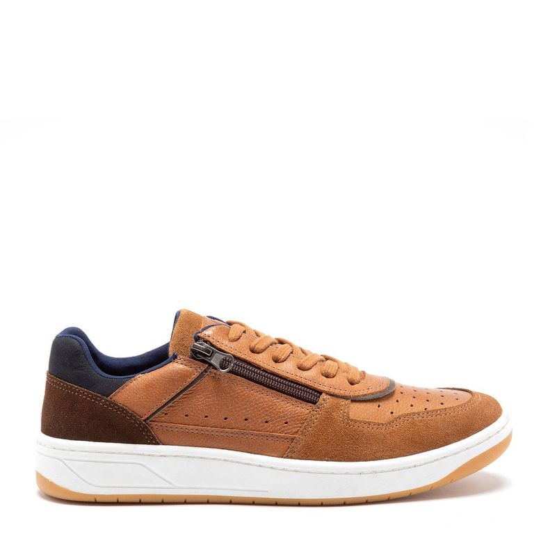 Zapatilla de cuero hombre tostado Tesla