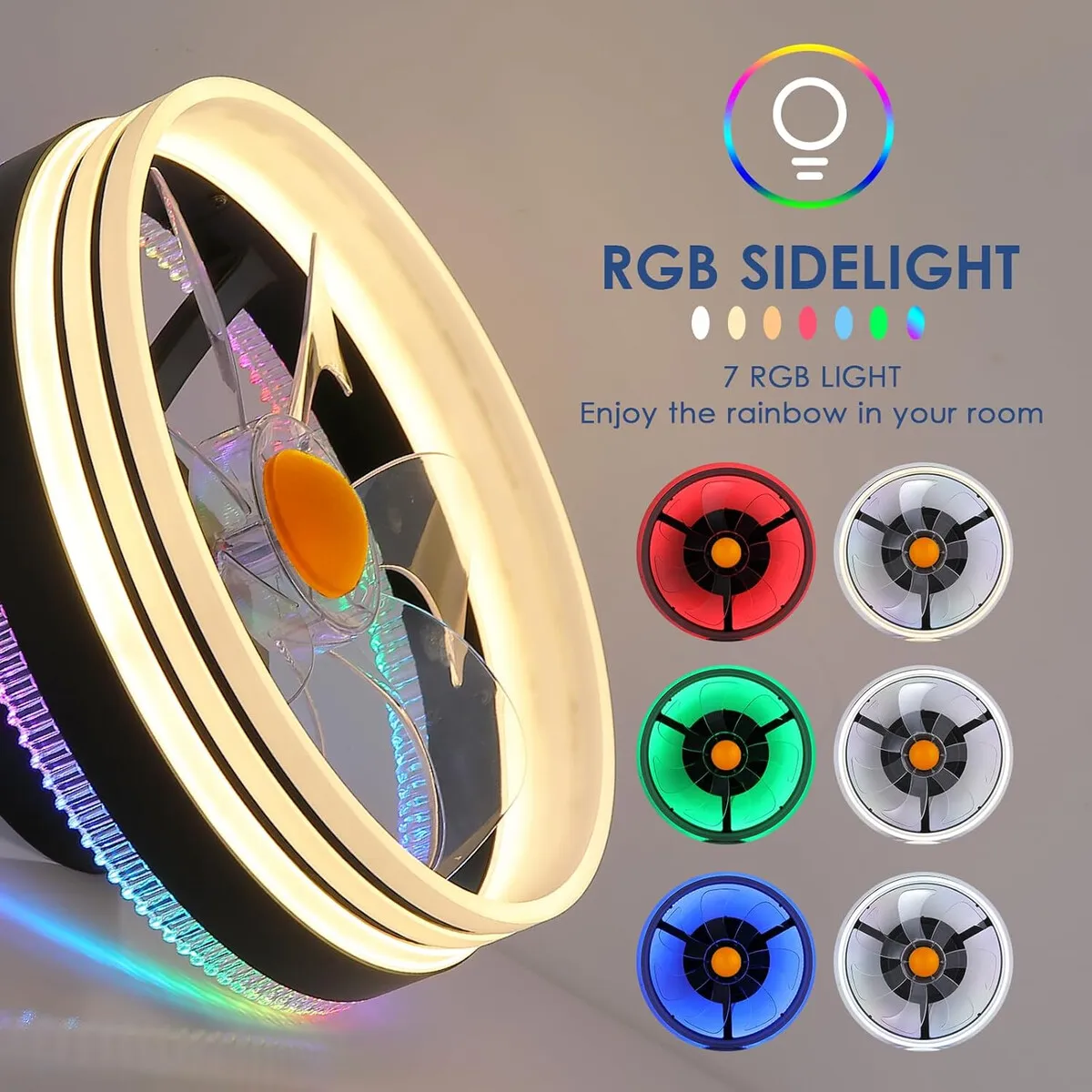 GENERICO - Ventilador de Techo Mpayel RGB 13in Bajo Perfil con Luz