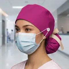 MARINA COLORINA - Gorro clínico con botón e interior de satin color Fucsia
