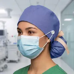 MARINA COLORINA - Gorro clínico con botón e interior de satin color Celeste