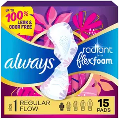 ALWAYS - Toallas Radiant FlexFoam Ala Talla 1 Regular Protección