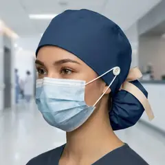 MARINA COLORINA - Gorro clínico con botón e interior de satin color Azul Galaxia