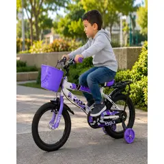 MYLHOGAR - Bicicleta Infantil Aro 12 con Ruedas de Entrenamiento y Canasto