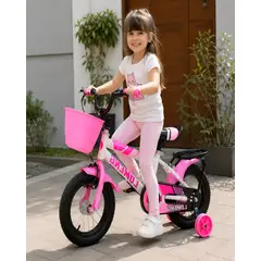 MYLHOGAR - Bicicleta Infantil Aro 12 con Ruedas de Entrenamiento y Canasto