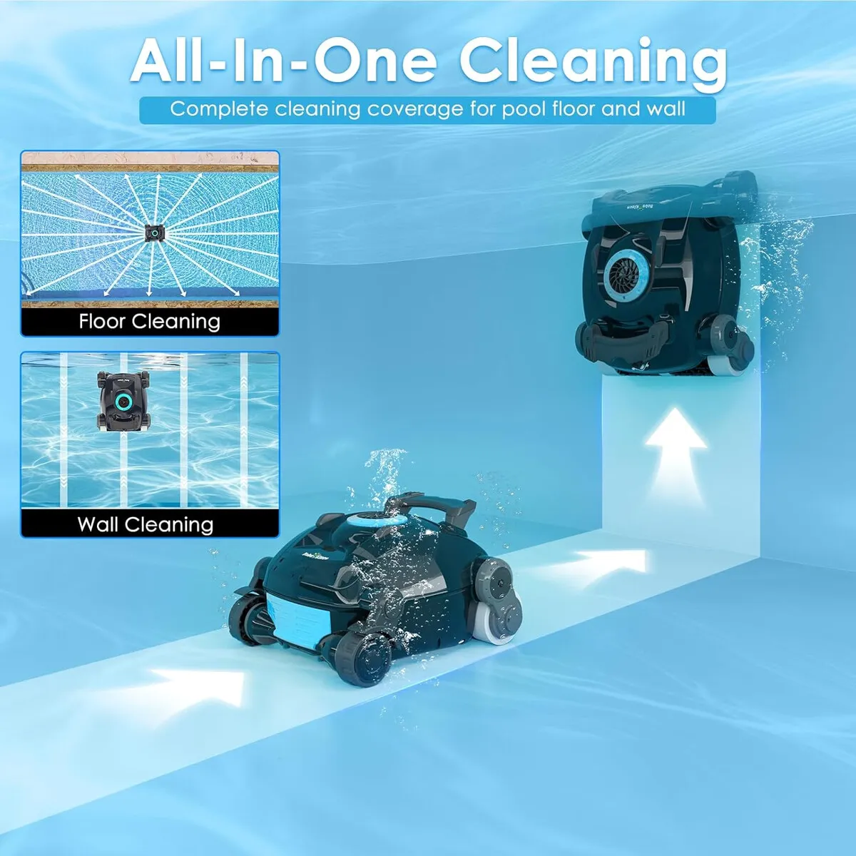 GENERICO - Limpia Piscinas Robótico Inalámbrico Robo Kleen RKX1 8L Motor Dual 50W