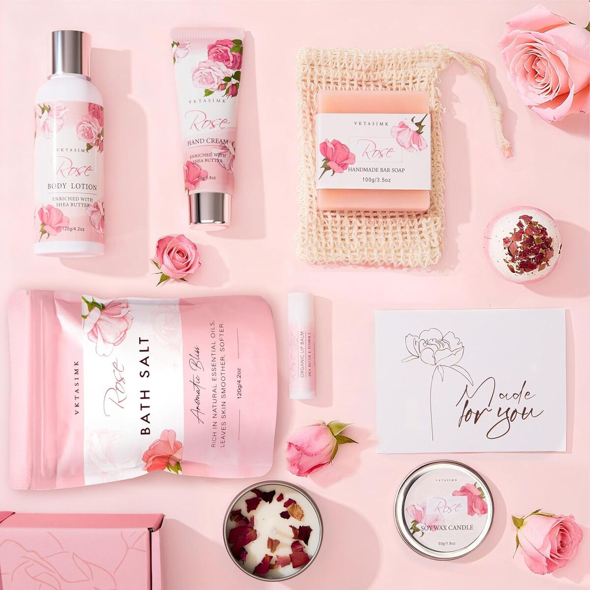 GENERICO - Set de Regalo Spa VKTASIMK con Aromas y Cremas de Rosa
