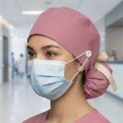 MARINA COLORINA - Gorro clínico con botón e interior de satin color Palo Rosa