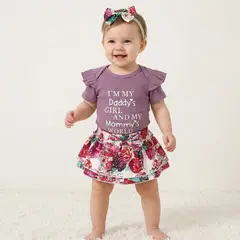 PEQUEÑA LUZ - CONJUNTO BODY Y CUBREPAÑAL BEBE NIÑA FLOREADO