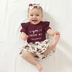 PEQUEÑA LUZ - CONJUNTO BODY Y CUBREPAÑAL BEBE NIÑA FLOREADO