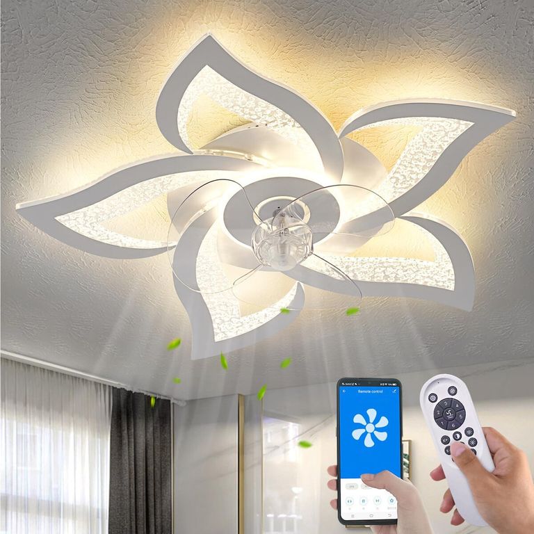 GENERICO Ventilador de Techo con Luz Yfrest YfFSD01 Control Remoto Blanco