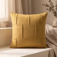 GENERICO - 2 Fundas Cojin Cuero Tejido 45x45 cm - Toscana Siena Mostaza