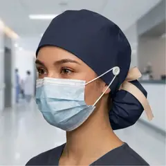 MARINA COLORINA - Gorro clínico con botón e interior de satin color Azul Marino