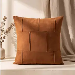 GENERICO - 2 Fundas Cojin Cuero 45x45 cm - Toscana Ferrara Naranja