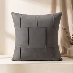 GENERICO - 2 Fundas Cojin Cuero Tejido 45x45 cm - Toscana Padova Gris