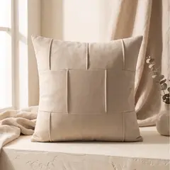 GENERICO - 2 Fundas Cojin Cuero Tejido 45x45 cm - Toscana Brescia Crema