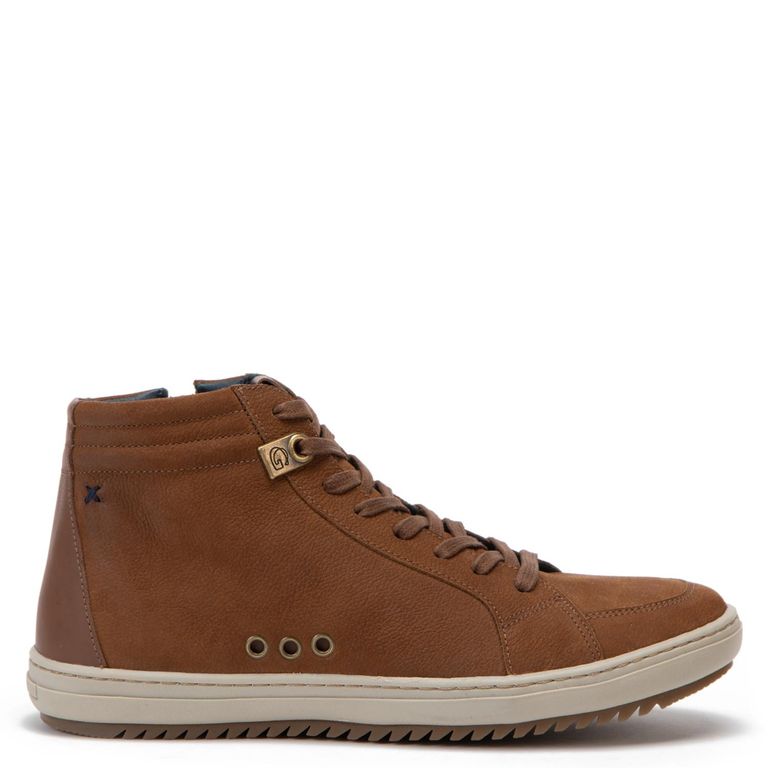 Zapatilla Caña Alta de cuero hombre chocolate Kansas