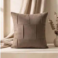 GENERICO - 2 Fundas Cojin Cuero Tejido 45x45 cm - Toscana Mantova Beige
