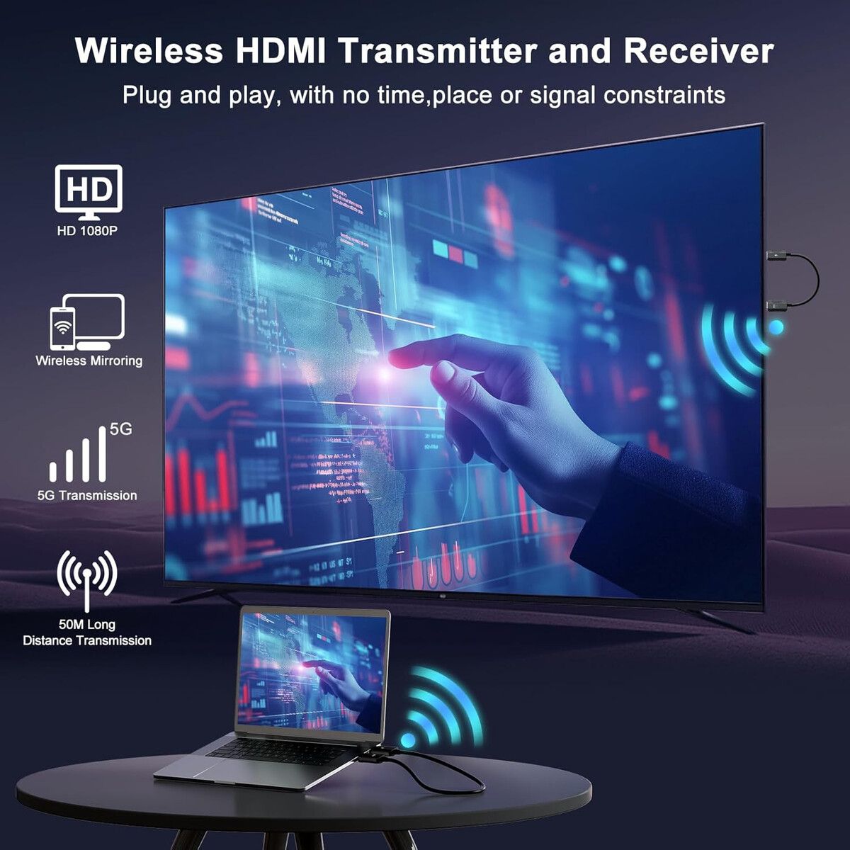 GENERICO - Transmisor Receptor HDMI Inalámbrico Anytrox 4K Full HD 1080P