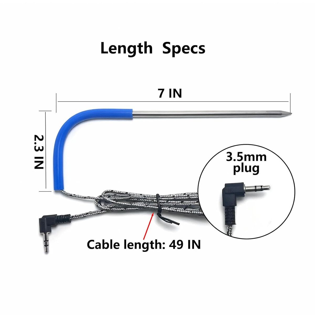 GENERICO - Sonda de Carne 2 Unidades Hintamas Acero Inoxidable 20cm Cable