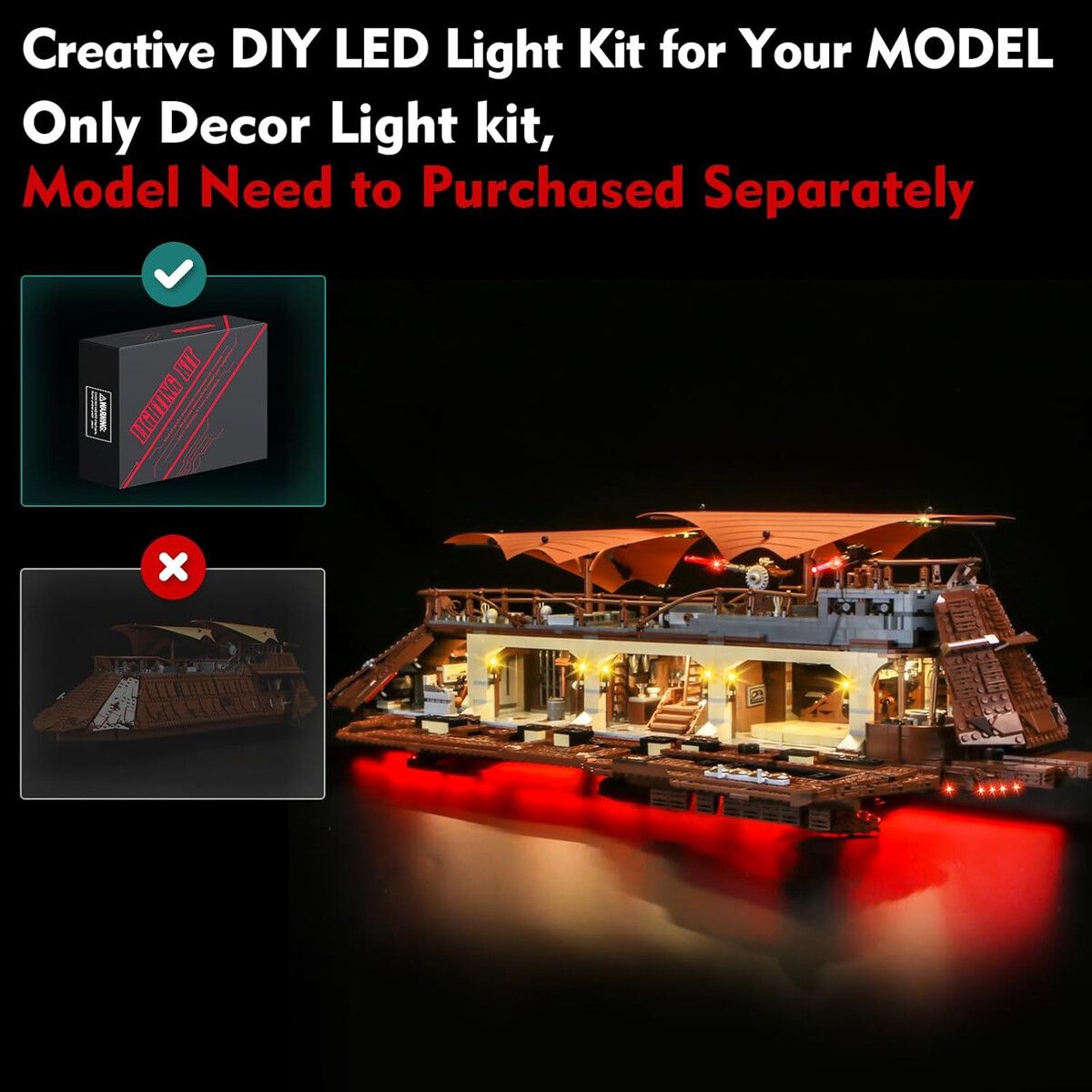 GENERICO - Kit de Luces LocoLee Compatible con Lego Jabbas Sail Barge 75397