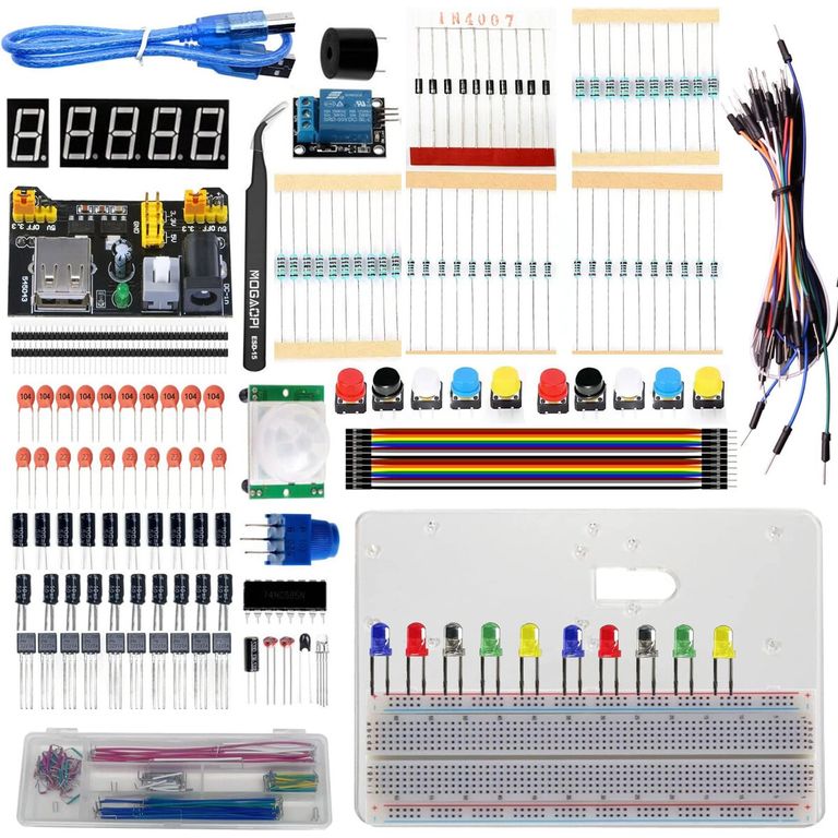 GENERICO Kit Componentes Electrónicos MOGAOPI 675p Breadboard USB PIR