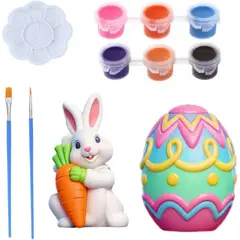 GENERICO - Kit de Pintura Cerámica GloomGlo 2Pcs Conejo y Huevo Pascua