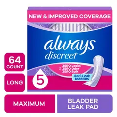 ALWAYS - Toallas Discreet Largas Máxima Absorción 64 Unidades