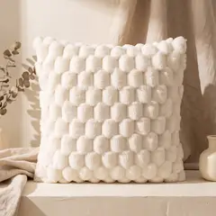 GENERICO - 2 Fundas Cojin Peluche Burbuja 45x45 cm - Perla Blanco