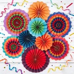 GENERICO - Abanicos Colgantes SUNBEAUTY Set 9 20 30 41 cm Papel Grueso