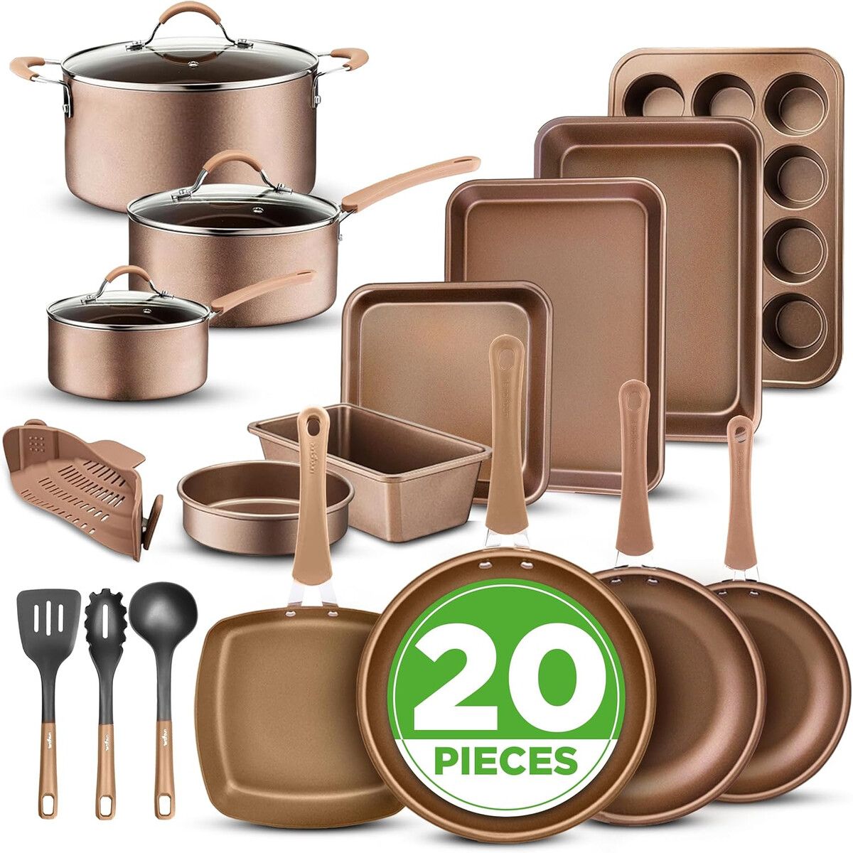 NUTRICHEF - Set de Cocina NutriChef 20 Piezas Antiadherente
